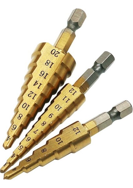 Hss Çelik Titanyum Kaplamalı Adım Matkap Uçları 3-12MM 4-12MM 4-20MM Adım Koni Kesme Aletleri Çelik Ahşap Metal Delme Güç Seti (Yurt Dışından)
