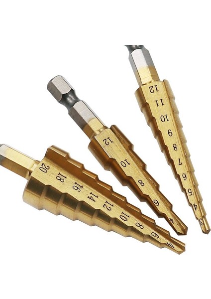 Hss Çelik Titanyum Kaplamalı Adım Matkap Uçları 3-12MM 4-12MM 4-20MM Adım Koni Kesme Aletleri Çelik Ahşap Metal Delme Güç Seti (Yurt Dışından) fırsatları
