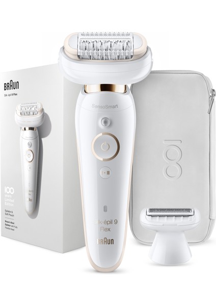 Silk-épil 9 Flex 9002 100. Yıl Özel Max Serisi SensoSmart Epilatör Islak&Kuru Epilatör/ Epilasyon+Özel Tasarım Seyahat Çantası