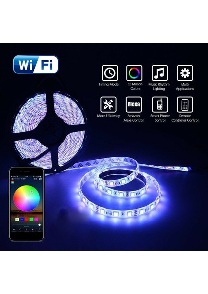 5m Wifi Özellikli Akıllı Işık Değiştirmeli LED Işık - Renkli (Yurt Dışından) fiyatları