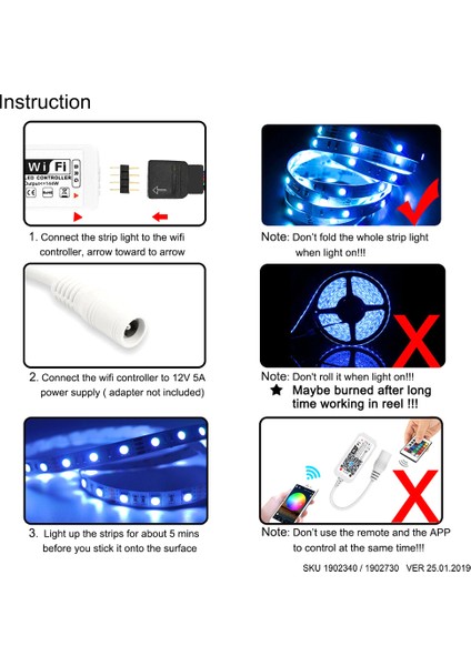 5m Wifi Özellikli Akıllı Işık Değiştirmeli LED Işık - Renkli (Yurt Dışından) indirimleri