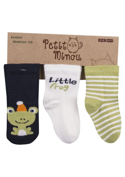Erkek Bebek 3'lü Little Frog Soket Çorap