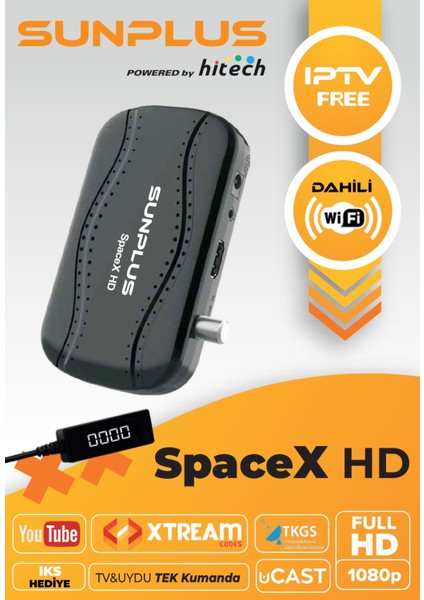 Spacex Çanaklı-Çanaksız Dahili Wi-Fi Full Hd Sinema Paketili Uydu Alıcısı Akıllı Kumanda