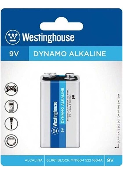 9V Alkaline Kare Pil