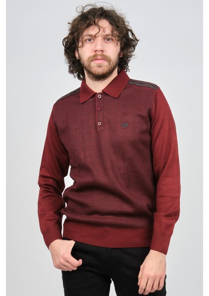 Erkek Polo Yaka Kazak 1577424 Vişne modelleri