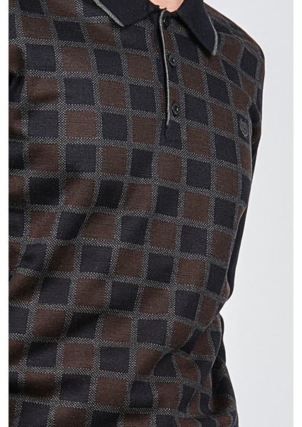 Erkek Desenli Polo Yaka Kazak 1577428 Lacivert fırsatları
