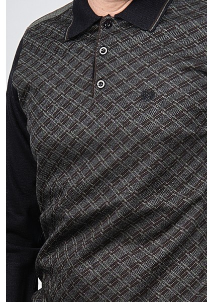 Erkek Desenli Dirsek Detaylı Polo Yaka Kazak 1577423 Lacivert fırsatları