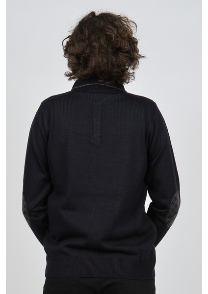 Erkek Desenli Dirsek Detaylı Polo Yaka Kazak 1577423 Lacivert indirimleri