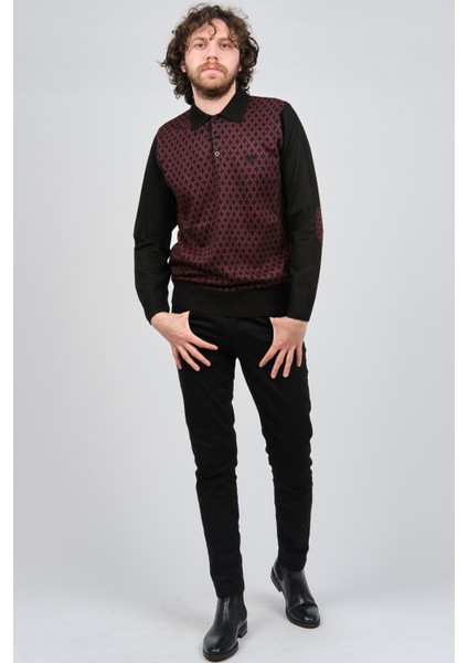 Erkek Dirsek Detaylı Polo Yaka Kazak 1577427 Bordo modelleri