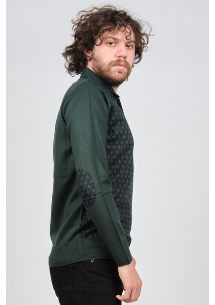 Erkek Dirsek Detaylı Polo Yaka Kazak 1577427 Yeşil fırsatları