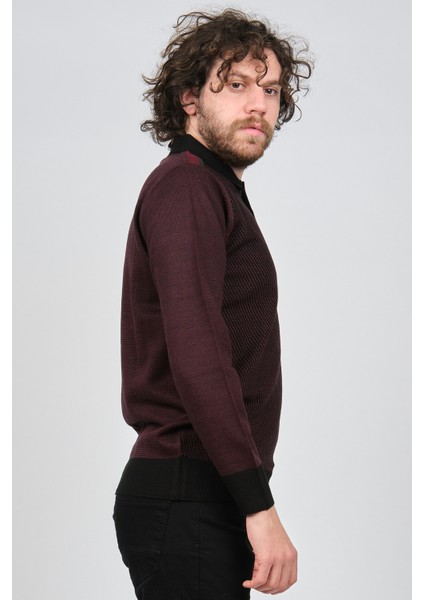 Erkek Polo Yaka Kazak 1577412 Bordo fırsatları