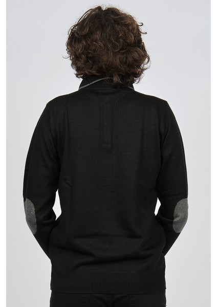 Erkek Desenli Dirsek Detaylı Polo Yaka Kazak 1577429 Füme indirimleri