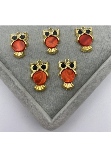 1 Adet Sedefli Turuncu Baykuş Model Kolye Ucu