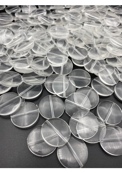 100GR 25MM Yassı Basık Yuvarlak Şeffaf Akrilik Boncuk,takı Aksesuar Boncuğu (100GR~40 Adet),
