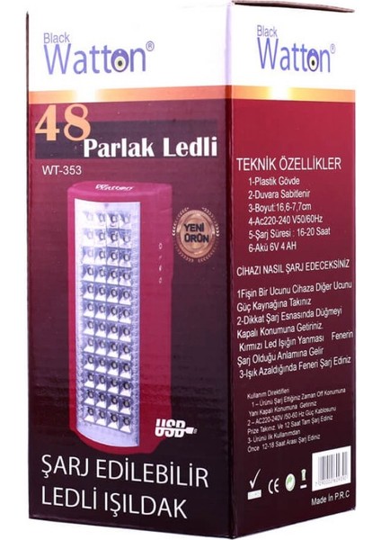 WT-353 Şarj Edilebilir Ledli Işıldak