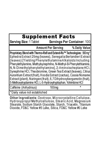 Hı-Tech Pharma Lipodrene With Ephedra 100 Tablet.