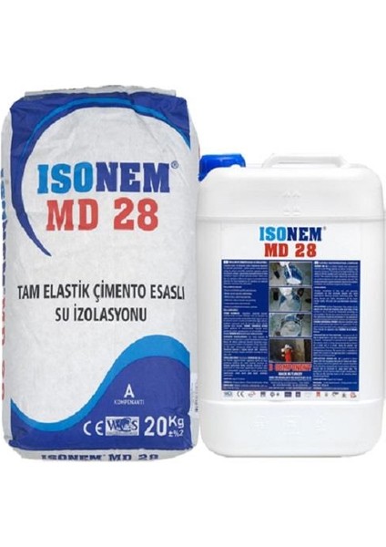 Isonem MD28 Tam Elastik Çimento Esaslı Su Izolasyonu 30 kg Set