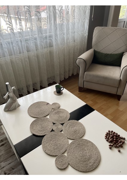 Hasır Jüt Salon Mutfak Nişan Düğün Masa Örtüsü Runner Amerikan Servis