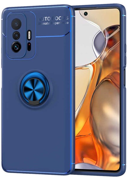 Caseworld Xiaomi Mi 11T Pro Kılıf Renkli Yüzüklü Manyetik Silikon Kapak Mavi - Mavi