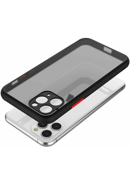 Caseworld Apple iPhone 13 Pro Max Kamera Korumalı Silikon Kenarlı Renkli Düğmeli Mat Arka Kapak - Kırmızı