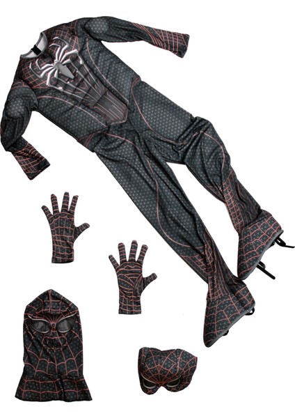 Herkese Kostüm Siyah Örümcek Adam Kostümü - Black Spiderman Costume