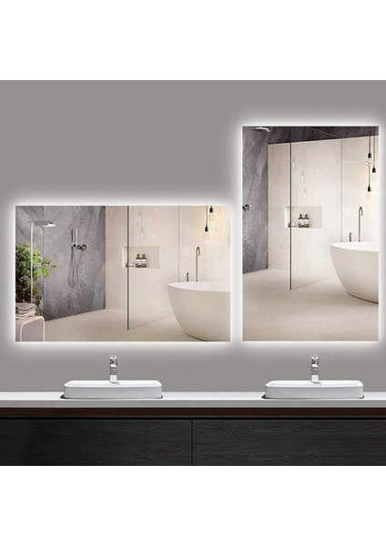 Global Led Mirror 50 x 70 cm Ledli Ayna Dresuar Hol Koridor Duvar Salon Banyo Wc Ofis Çocuk Yatak Odası Boy