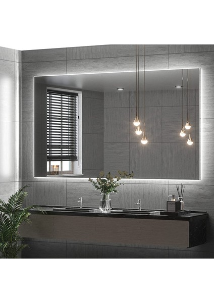 90 x 70 cm Ledli Ayna Dresuar Hol Koridor Duvar Salon Banyo Wc Ofis Çocuk Yatak Odası Boy