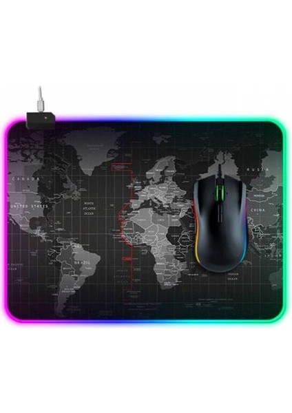 Rgb 14 Işık Modlu Kaymaz Tabanlı Kauçuk Kumaş Mouse Pad 300*250*4 mm