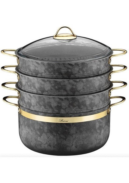 Royal Stone 5 Parça Mantı Tenceresi Kumtaşı & Altın