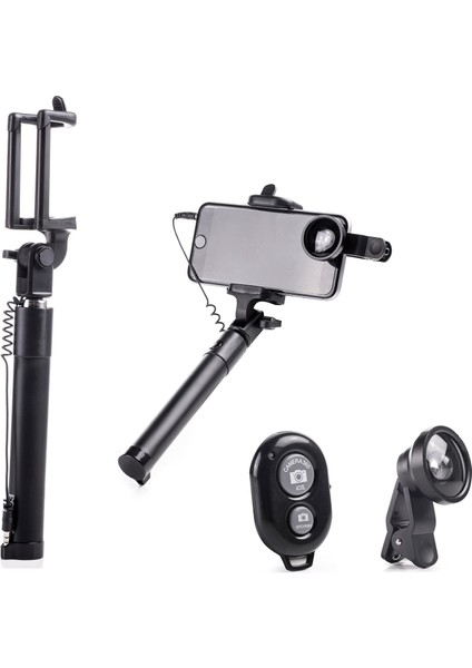 My Photo 3'lü Kablosuz Selfie Stick Set Siyah