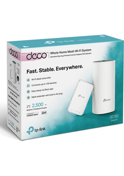Deco-E3-2p (2 Pack) Dualband AC1200 220M2, 2 Fast Port Home Mesh