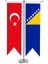 Masaüstü Kırlangıç Bosna Hersek + Türk Bayrağı + Krom T Direk Masa Bayrak Seti 1