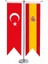 Masaüstü Kırlangıç Ispanya + Türk Bayrağı + Krom T Direk Masa Bayrak Seti 1
