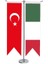 Masaüstü Kırlangıç Macaristan + Türk Bayrağı + Krom T Direk Masa Bayrak Seti 1