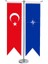 Masaüstü Kırlangıç Nato + Türk Bayrağı + Krom T Direk Masa Bayrak Seti 1