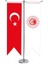 Masaüstü Kırlangıç Ticaret Bakanlığı + Türk Bayrağı + Krom T Direk Masa Bayrak Seti 1
