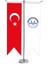 Masaüstü Kırlangıç Diyanet Işleri + Türk Bayrağı + Krom T Direk Masa Bayrak Seti 1