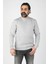 Erkek Sıfır Yaka Ribanalı 3 Iplik Sweatshirt Gri 5