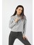 Kadın Yarım Balıkçı Düşük Kol 2 Iplik Sweatshirt Gri 2