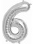 Gümüş Renk 6 Rakam Folyo Balon 16 Inç 40 cm 1