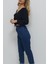 V Yaka Gipeli Crop Bluz Siyah 3