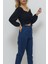 V Yaka Gipeli Crop Bluz Siyah 4