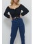 V Yaka Gipeli Crop Bluz Siyah 2