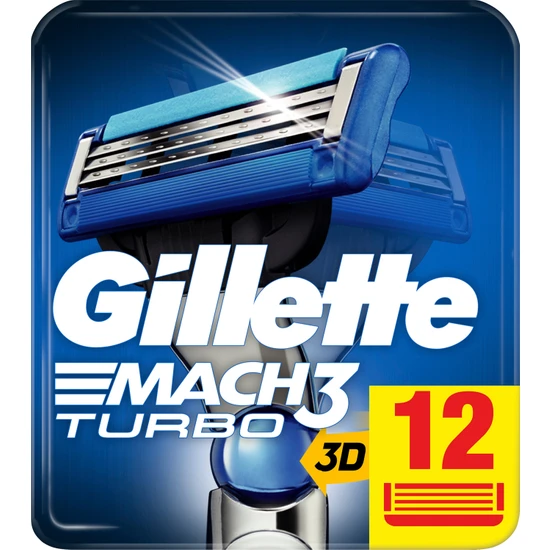 Gillette Mach3 Turbo Yedek Tıraş Bıçağı 12 Adet