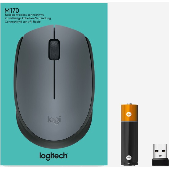 Logitech M170 USB Alıcılı Kablosuz Mouse - Gri yenibiralışveriş