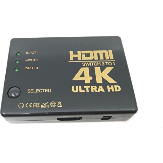 4K Hd Destekli HDMI Çoklayıcı 3 Port Switch Çoklu 4871P Kumandalı