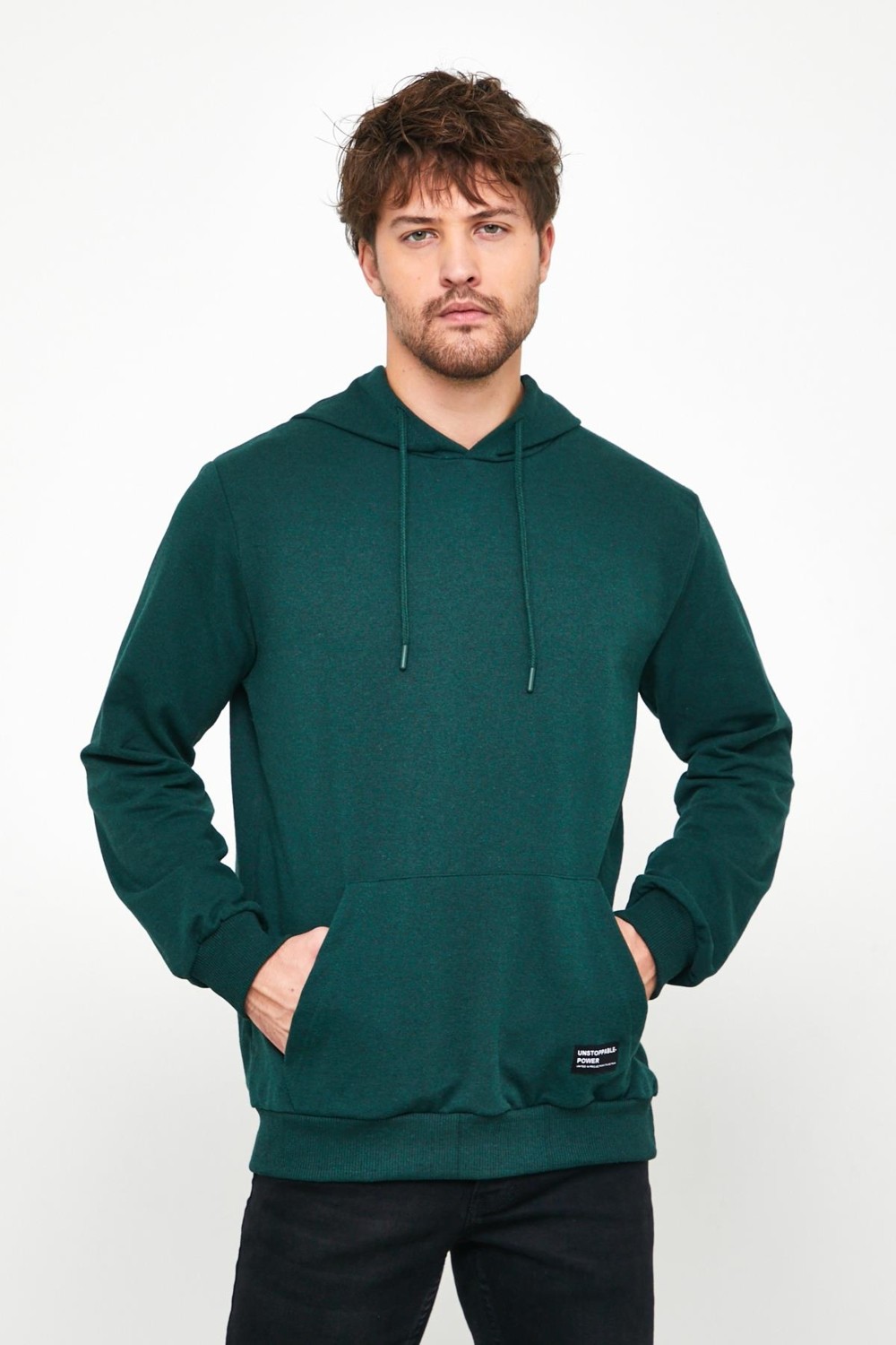 Mmetalic Siyah Erkek Kapüşonlu Kanguru Cepli Sweatshirt