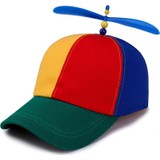 Afun Mavi Çocuk Yetişkin Ayarlanabilir Pervane Topu Beyzbol Şapkası Yusufçuk Üst Çok Renkli Patchwork Komik 52-57CM  (Yurt Dışından)