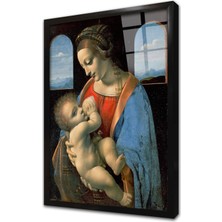 Tablosan Columbinesdeki Madonna ve Çocuk Çerçeveli Cam Tablo