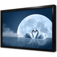 Tablosan Dolunay ve Beyaz Kuğu Çerçeveli Mdf Tablo